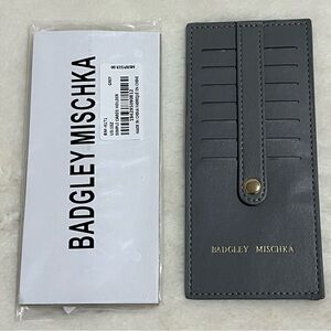 Badgley Mischka Gray Vegan Leather Simple Card Holder